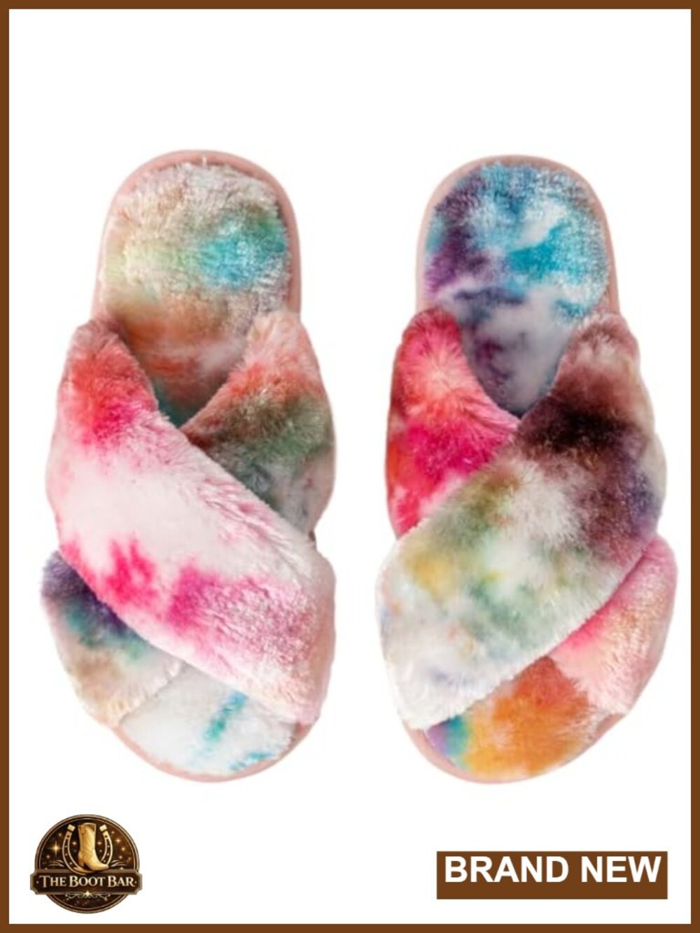 Cross Band Fuzzy Slippers Open Toe House Slippers with Fur Lining